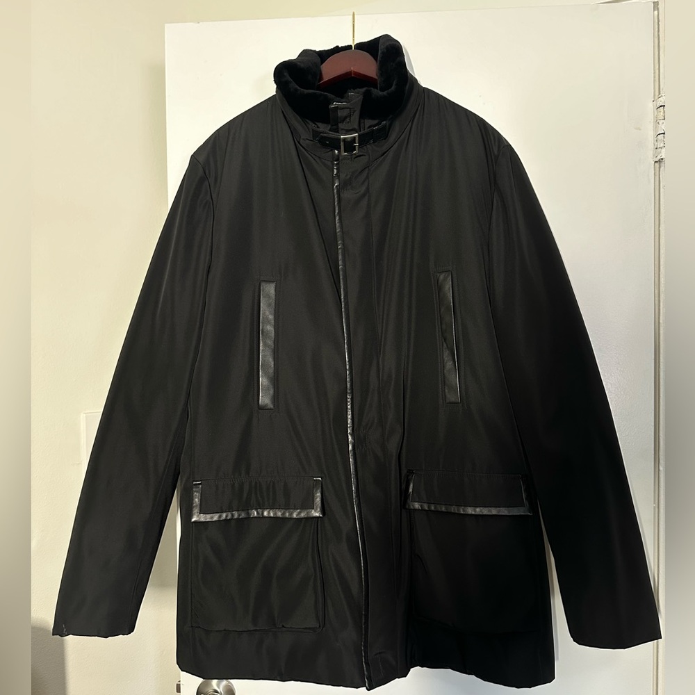 NEW Paul Stuart waterproof mens coat with real fur